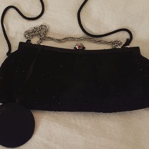 Metaphor black shimmery evening crossbody/ clutch with vanity mirror